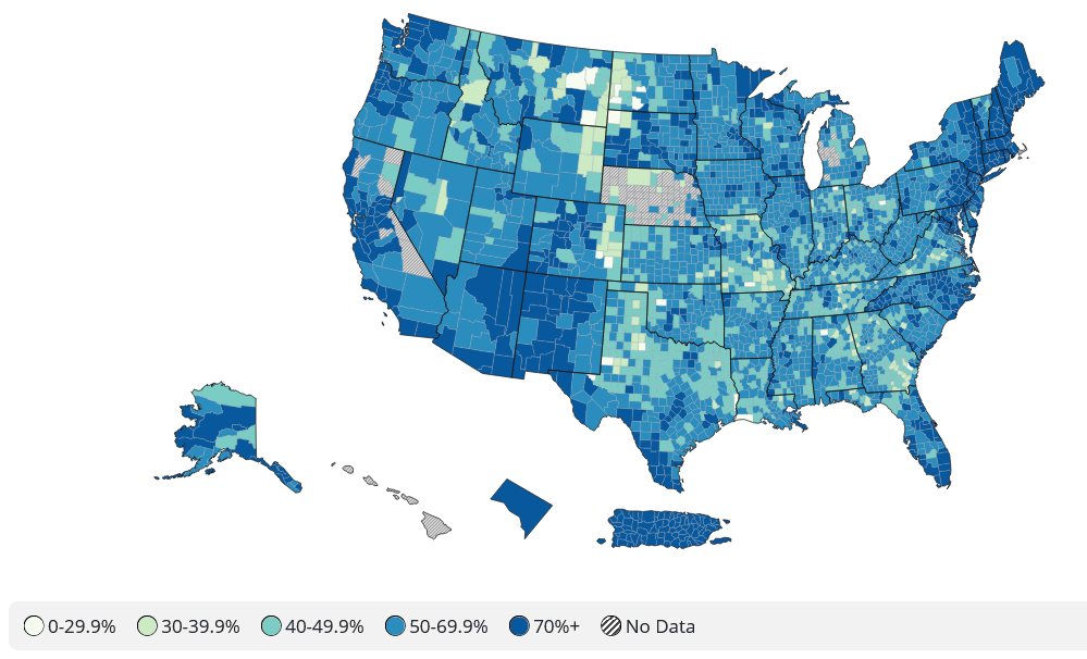 US Counties COVID map